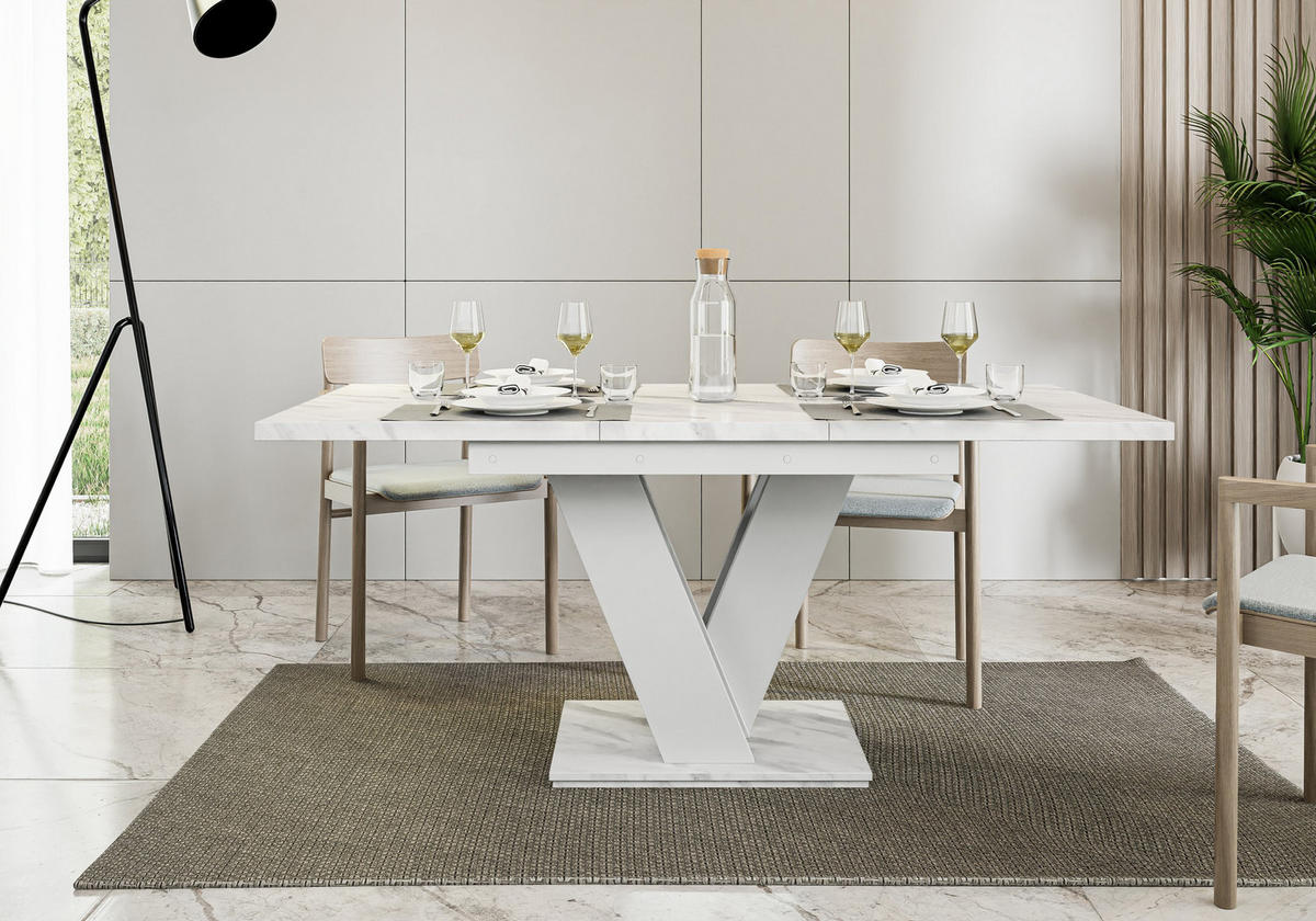 ESSTISCH MASSAR Ausziehbar 120 - 160 / 80 x 76 cm - Hellgrau/Weiß, Holz (120/80/76cm) - MASSENO