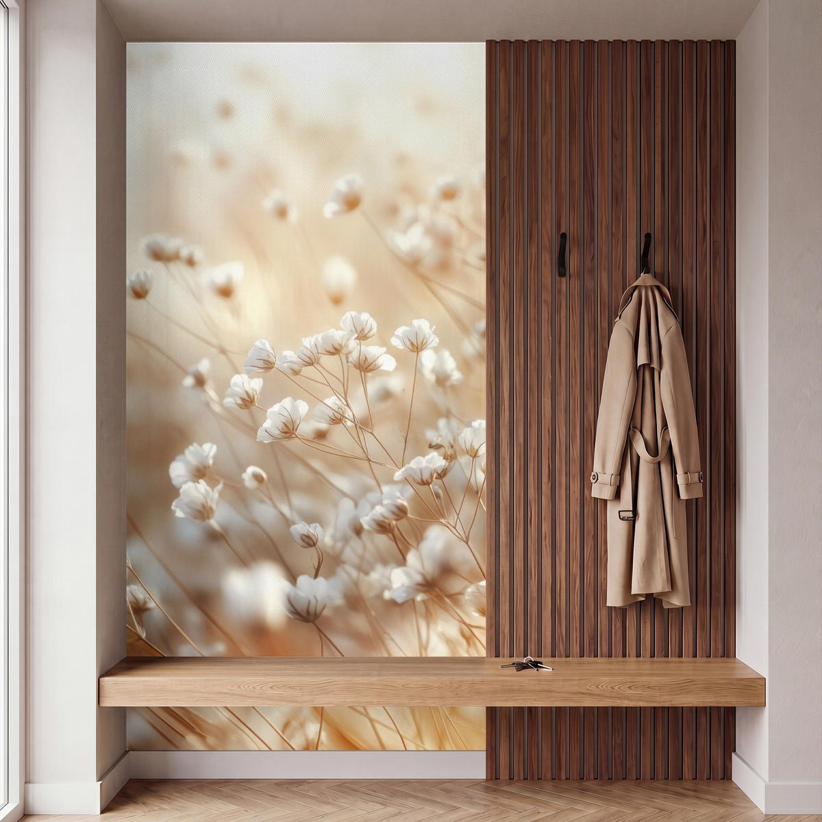 TAPETE - Wild - Blumen - Weiß - 140x300 cm - Creme, Papier (140/300cm) - OnlyWow