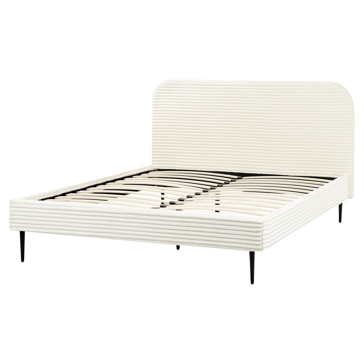 POLSTERBETT mit Lattenrost 160/200 cm Weiß Flayat - Creme, Textil (160/200cm) - Beliani