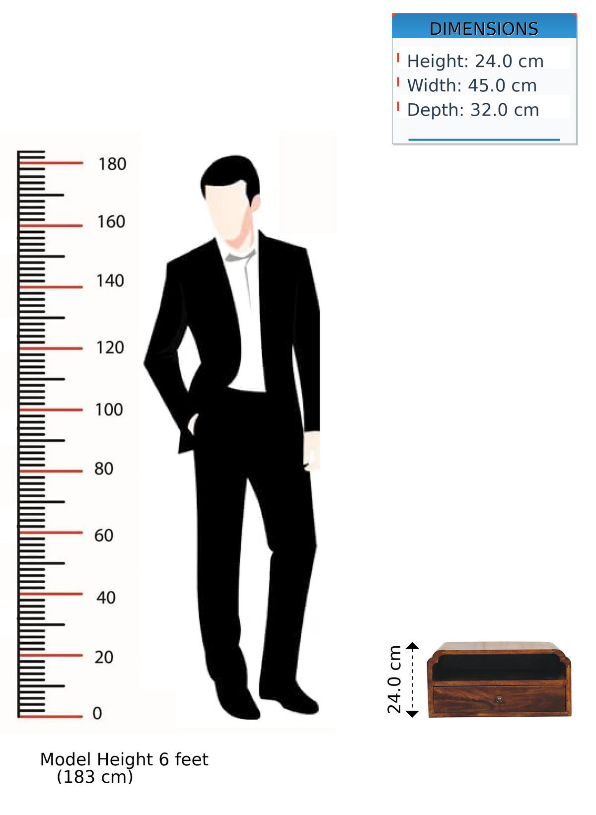 NACHTTISCH mit edlem Kastanien-Finish, 1 Schublade, 1 offene Ablage, braun - Braun, Holz/Metall (45/24/32cm) - Artisan Furniture