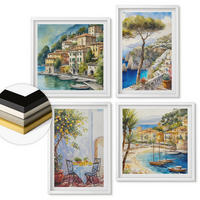 WANDBILDER 4er-Set - 50x50 cm & 40x60 cm Weißer Rahmen - Italienische Städte (Aquarell) - Weiß, Kunststoff (50/50cm) - ArtPrintCave