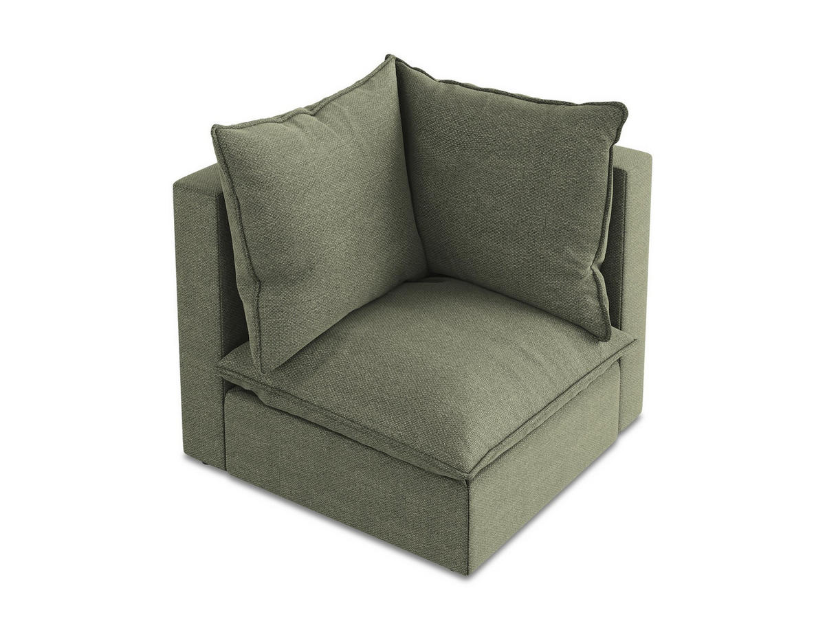 SOFAELEMENT Bouclé Stoff Grün - Schwarz/Olivgrün, Holzwerkstoff/Kunststoff (90/77/90cm) - Makamii