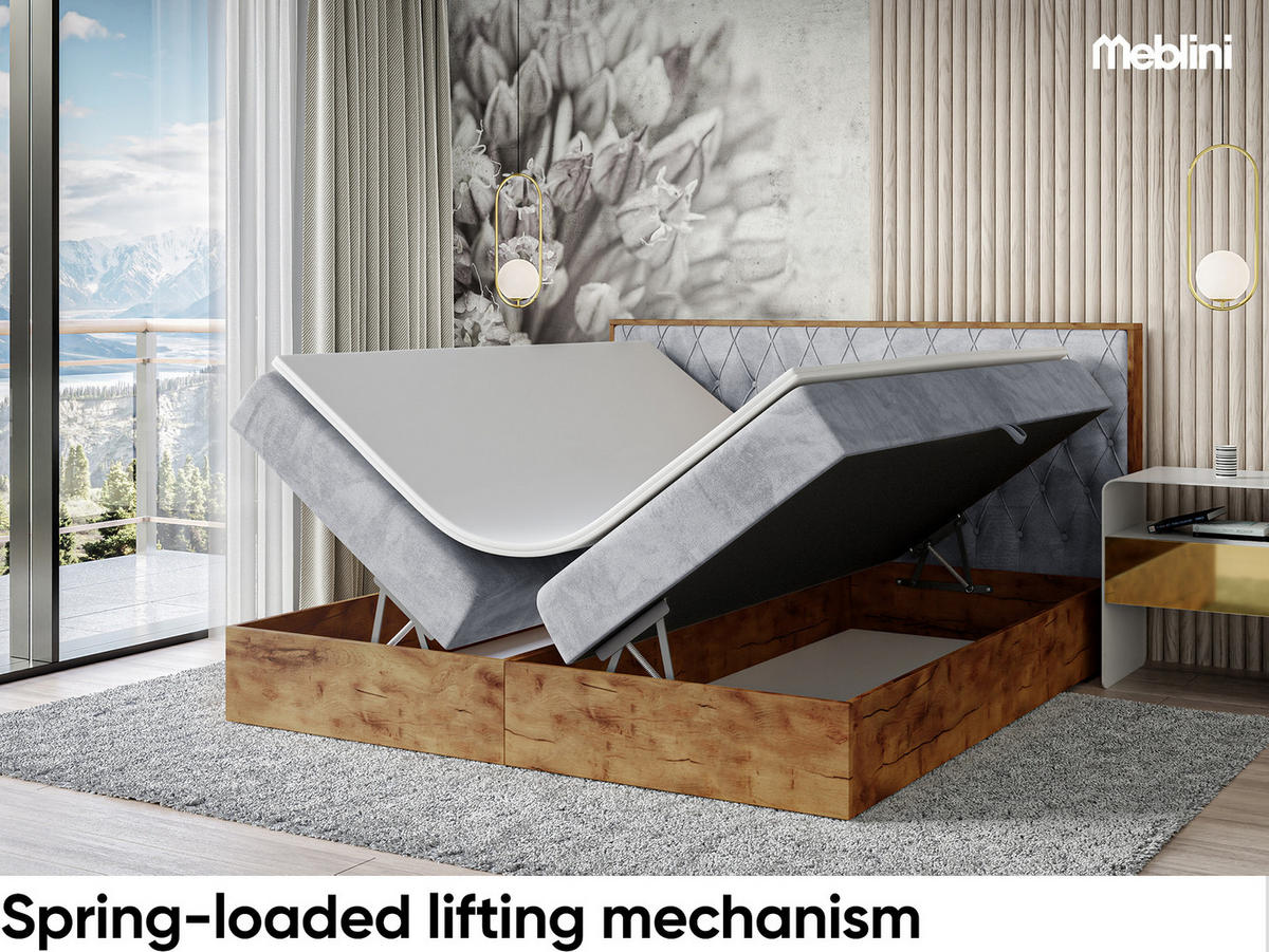 BOXSPRINGBETT Lofty 6 H4 - Hellgrau, Holzwerkstoff (120/200cm) - Meblini