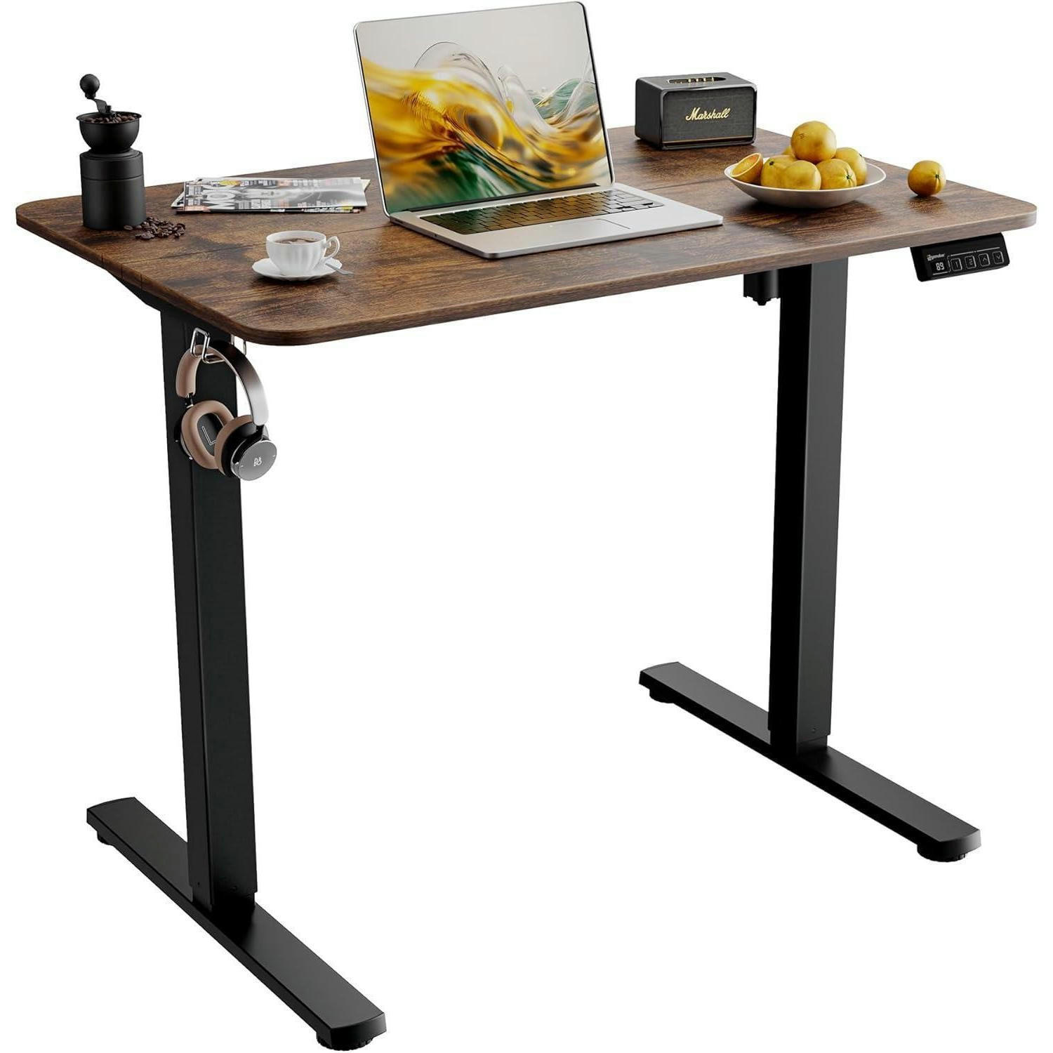 SCHREIBTISCH höhenverstellbar elektrisch 90 x 60 cm Braun - Braun, Holzwerkstoff (90/60/118cm)