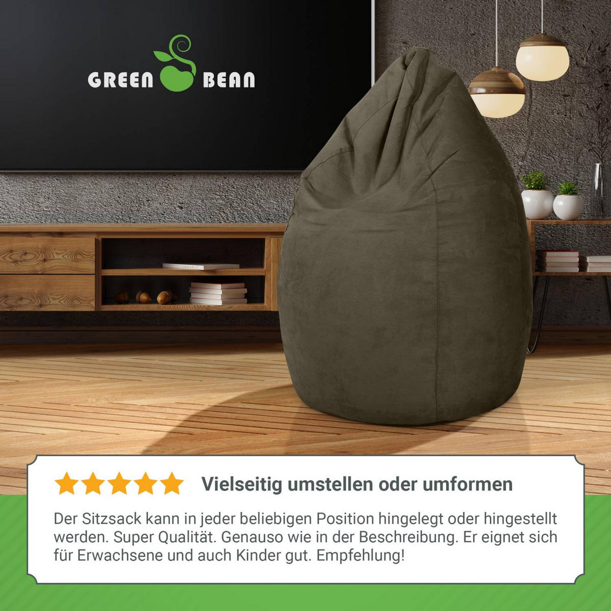 SITZSACK "Drop" 60x60x90cm - 220L - Beige, Textil (60/90/60cm) - Green Bean