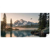 TAPETE - Berge - Wasser - Bäume - 500x260 cm - Multicolor, Papier (500/260cm) - OnlyWow
