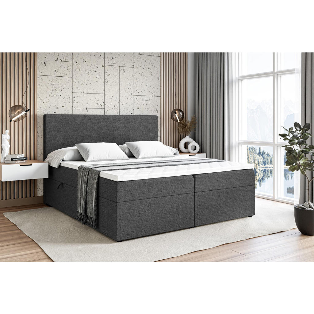 Thumbnail - Altdecor Boxbett, Dunkelgrau, Holzwerkstoff, Höhe ca. 20 cm, 160x200 cm, Schlafzimmer, Betten, Boxspringbetten