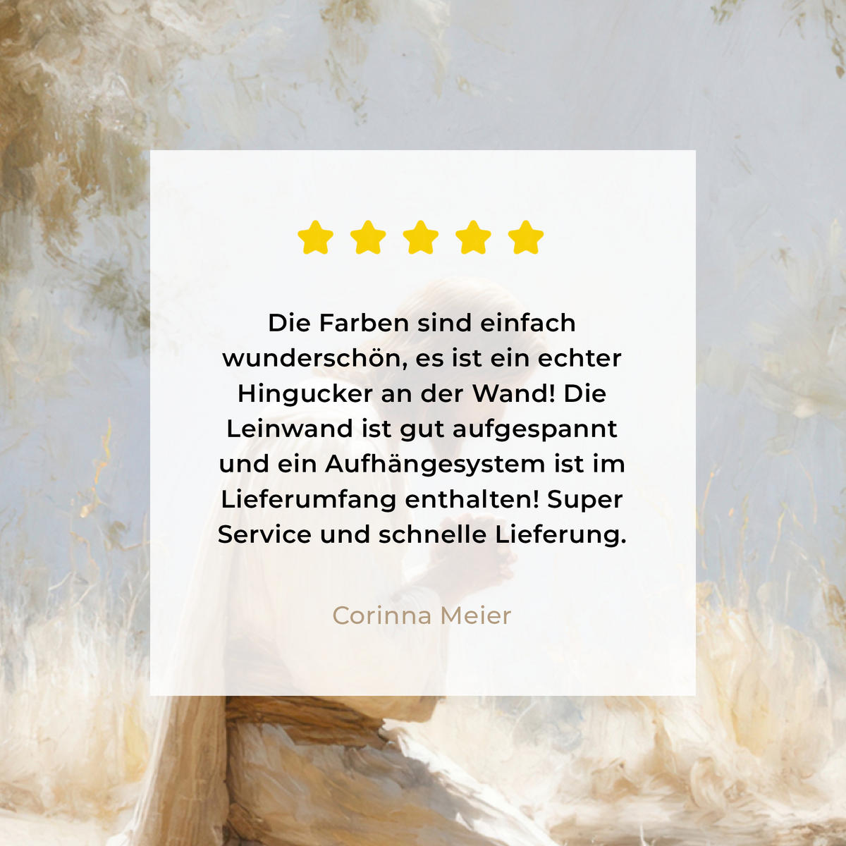 LEINWANDBILD Jesus - Kniend - Waldlandschaft - Betend Deko Groß 90x90 cm - Beige/Hellblau, Textil (90/90cm) - MuchoWow