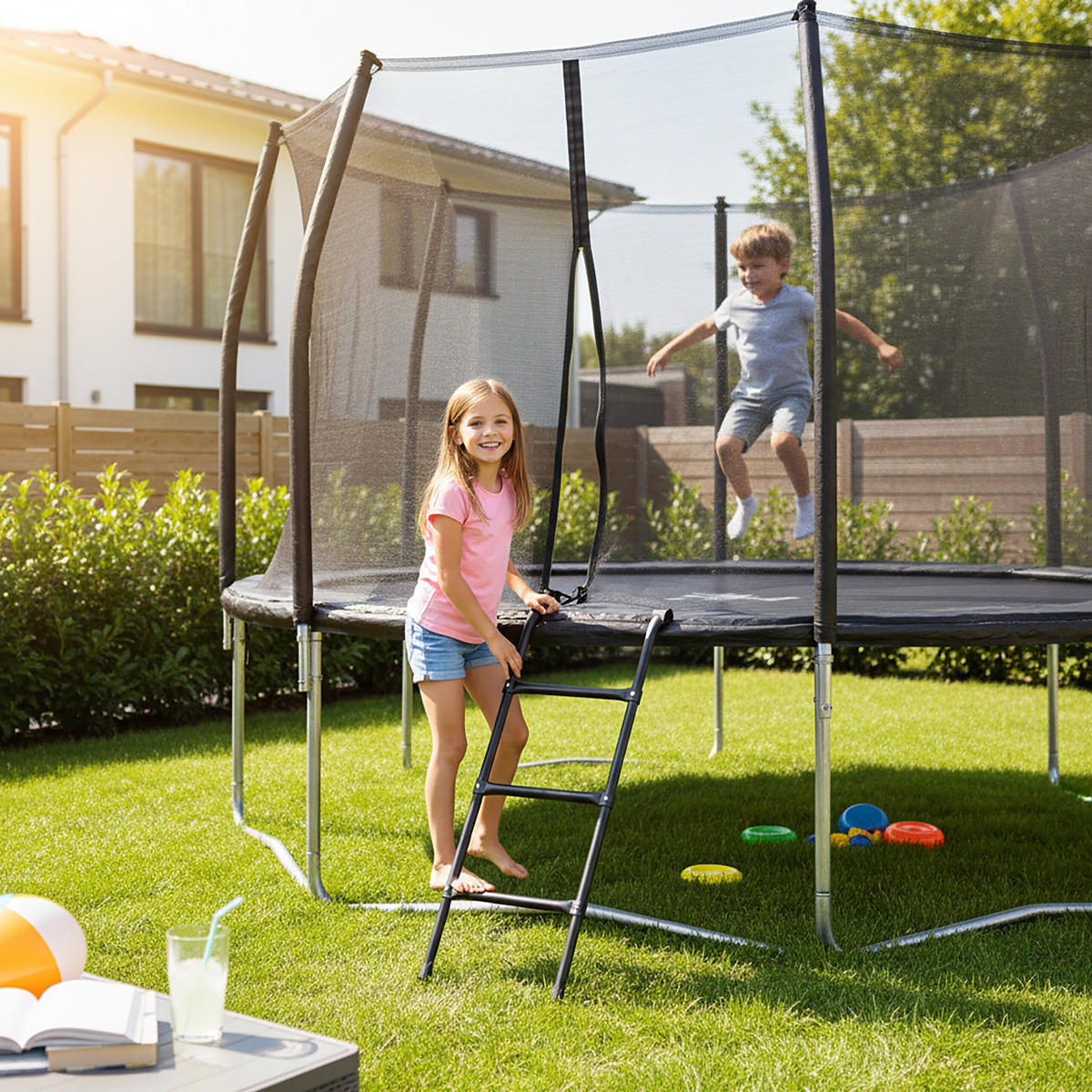 TRAMPOLÍNOVÝ žebřík - černá, kov/plast (38/5.5cm) - Relaxdays