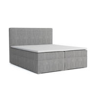 BOXBETT LOFT IV 180/200 Cord Hellgrau mit Bonell-Federkernmatratzen H3 - Hellgrau, Holz/Holzwerkstoff (180/200cm) - Deine Möbel 24