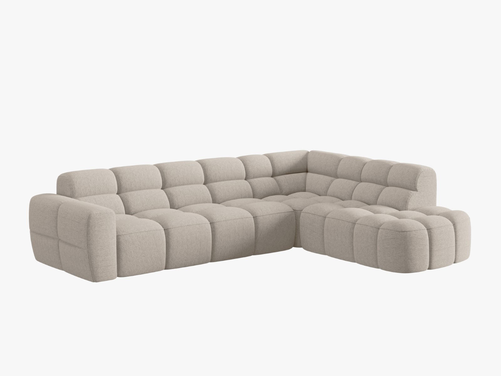 ECKSOFA rechts Lisa aus strukturiertem Stoff sand 5 Sitzplätze - Sandfarben, Textil (234/293cm) - Micadoni