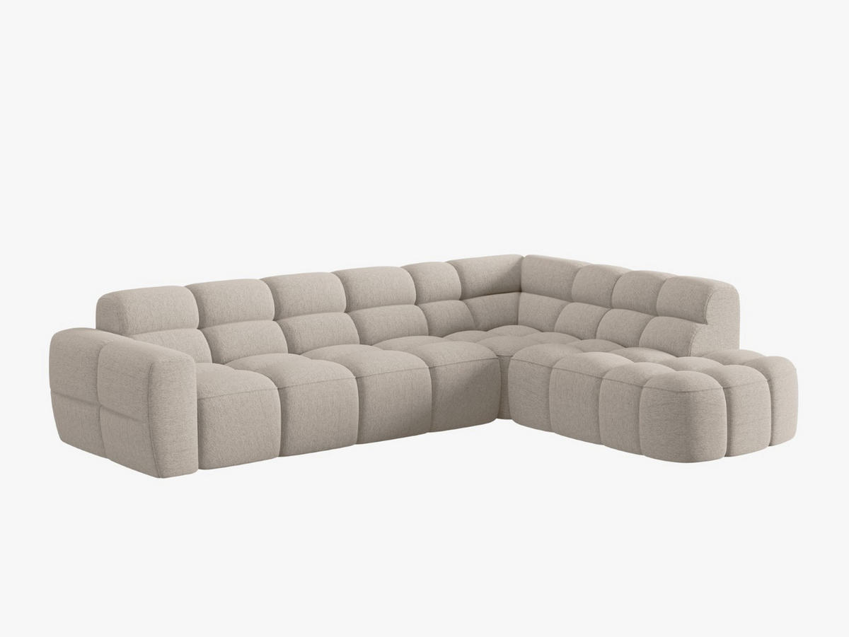 ECKSOFA rechts Lisa aus strukturiertem Stoff sand 5 Sitzplätze - Sandfarben, Textil (234/293cm) - Micadoni