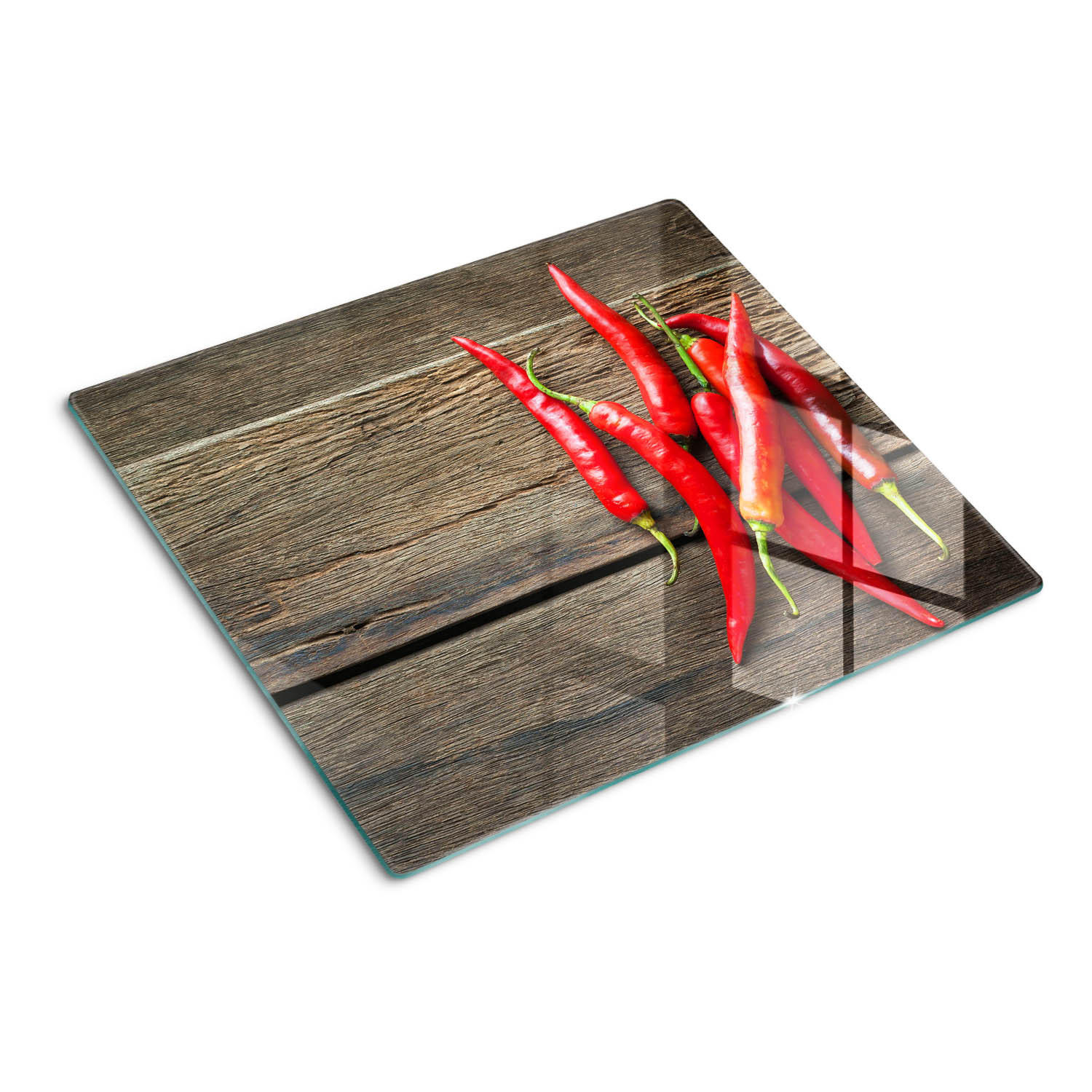 GLASPLATTE 60x52 cm Chilischoten - Rot, Glas (60/0.4/52cm) - TULUP