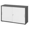 SCHIEBETÜRENSCHRANK - 2 Ordnerhöhen 40/120/74,8 cm in Graphitfarben/Weiß Bogengriff (Metall) - Graphitfarben/Weiß, Holzwerkstoff (120/74.8/40cm) - bümö