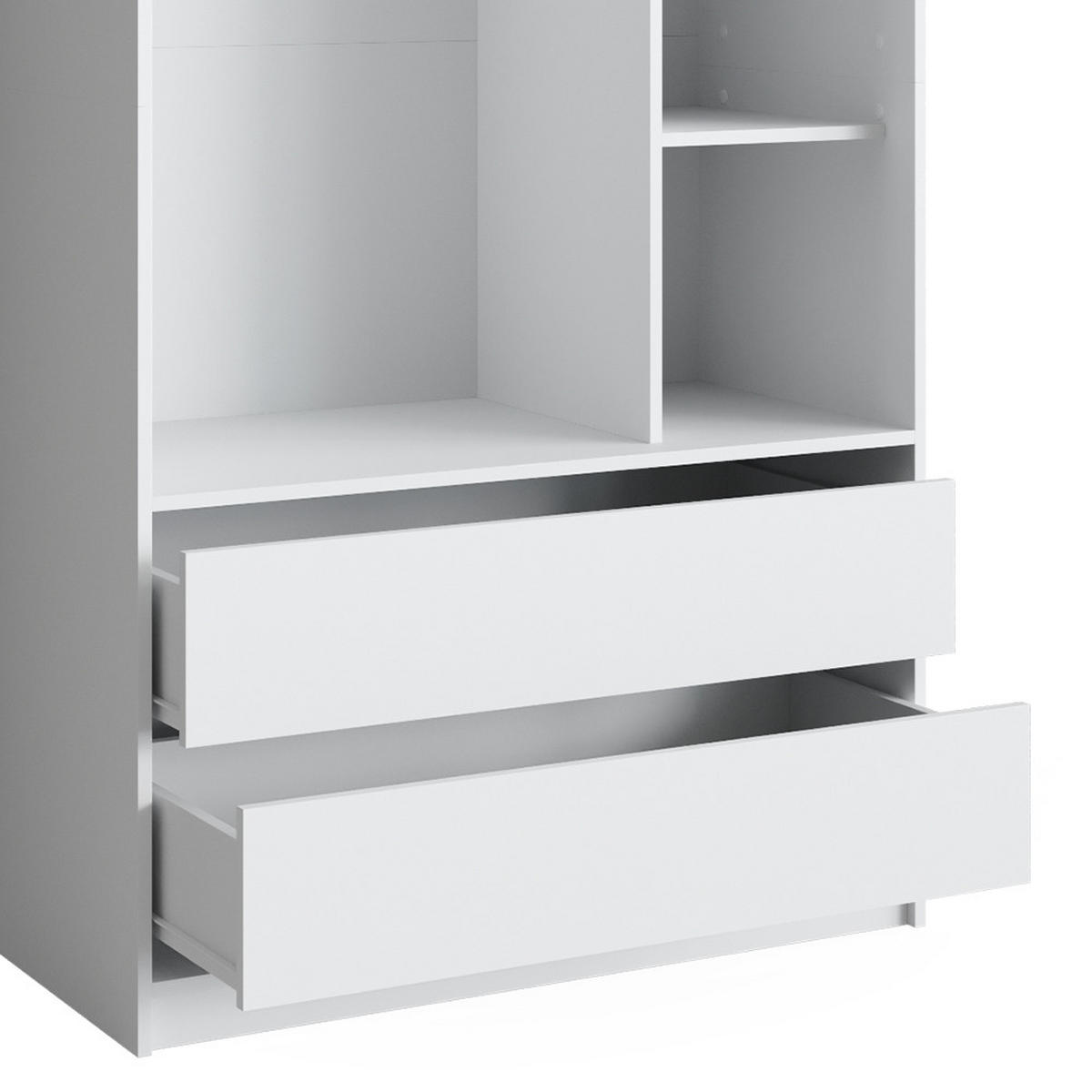 KLEIDERSCHRANK Elmo Weiß 100 x 200 cm mit 2 Schubladen - Weiß, Holzwerkstoff (100/200/50cm) - Vicco