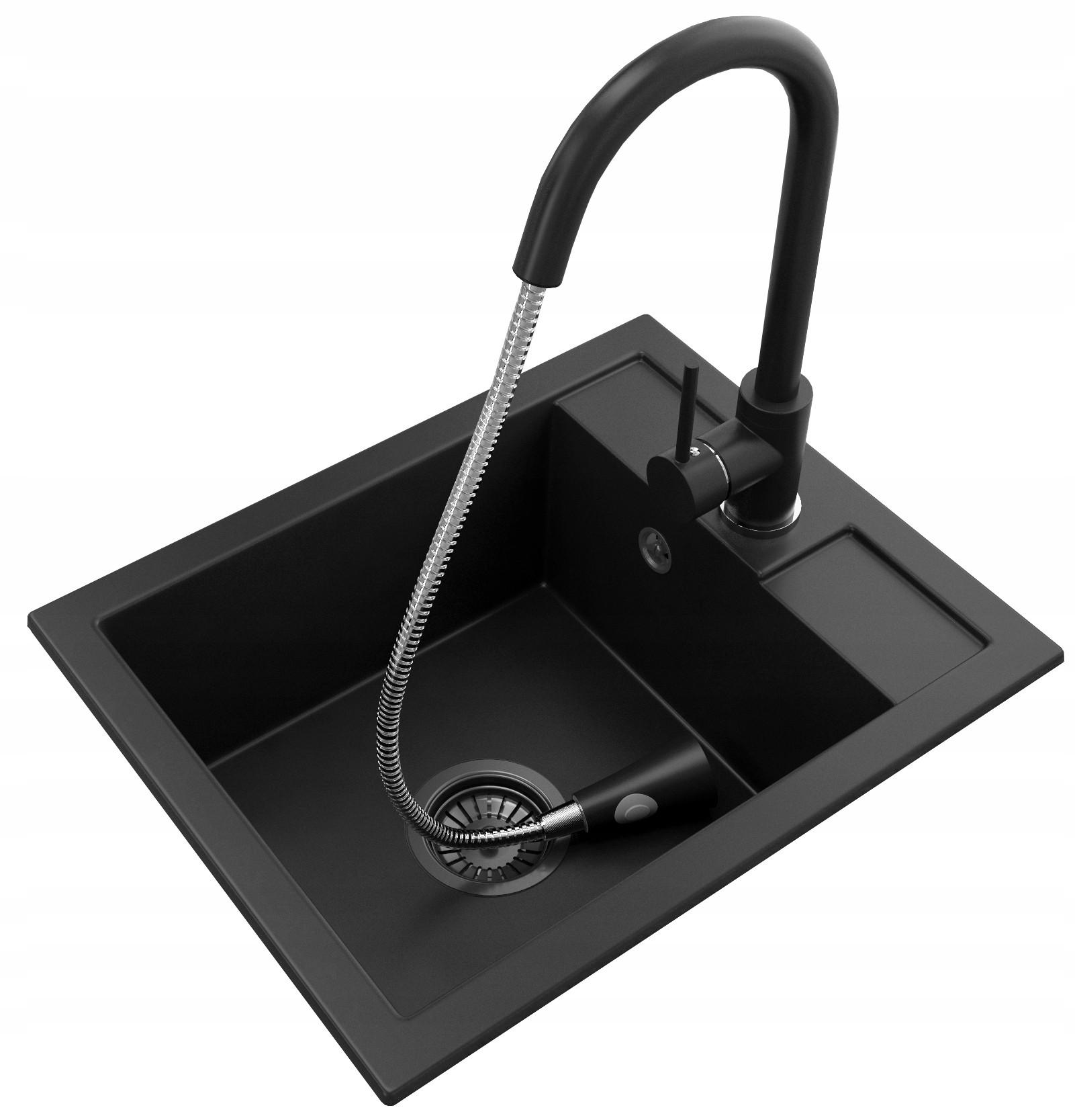 GRANITSPÜLE Best Mit Batterie und Siphon - Schwarz, Kunststoff/Stein (50/40/18cm) - Granitan