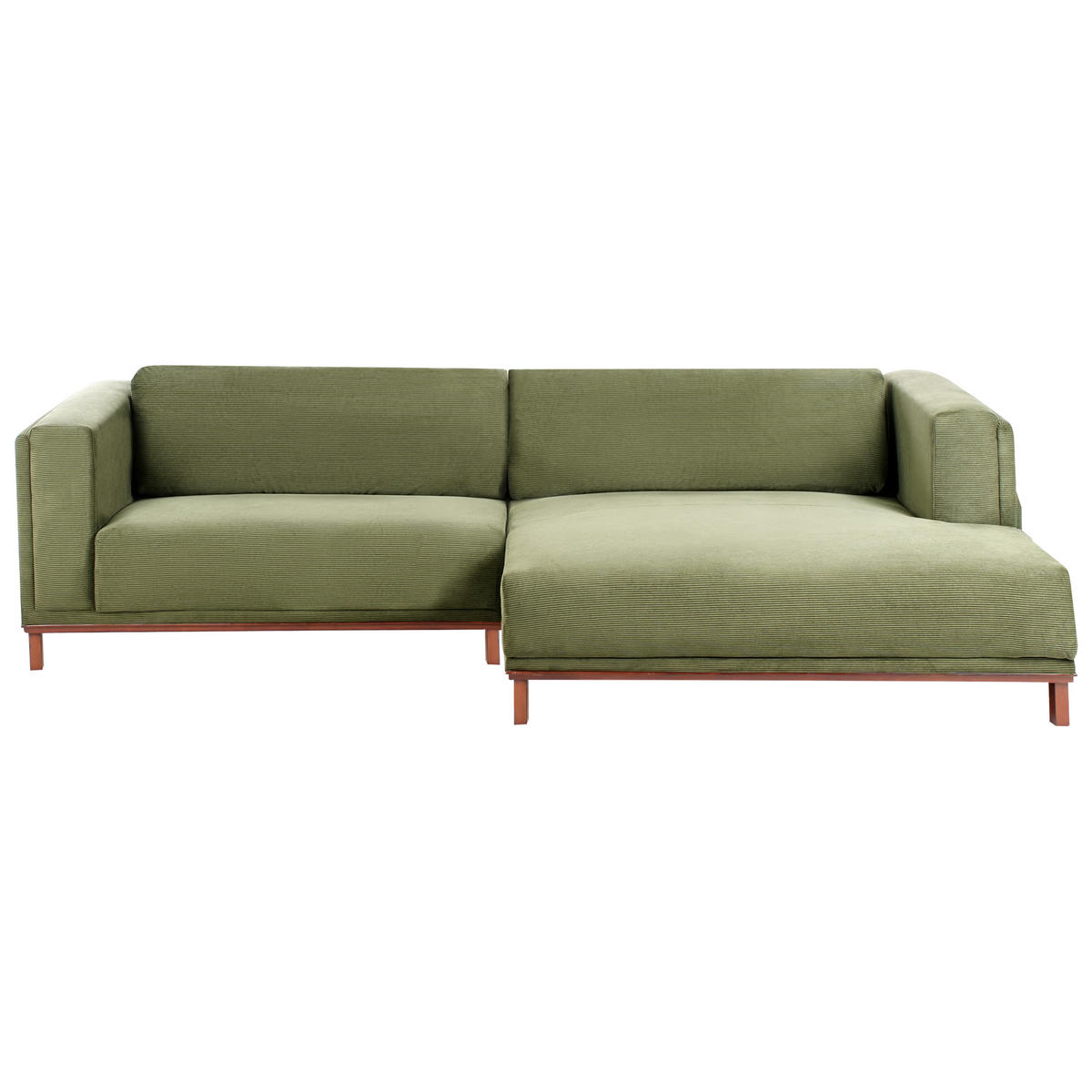 ECKSOFA 4-Sitzer Cord Grün linksseitig Veng - Hellbraun/Braun, Textil (310/155cm) - Beliani