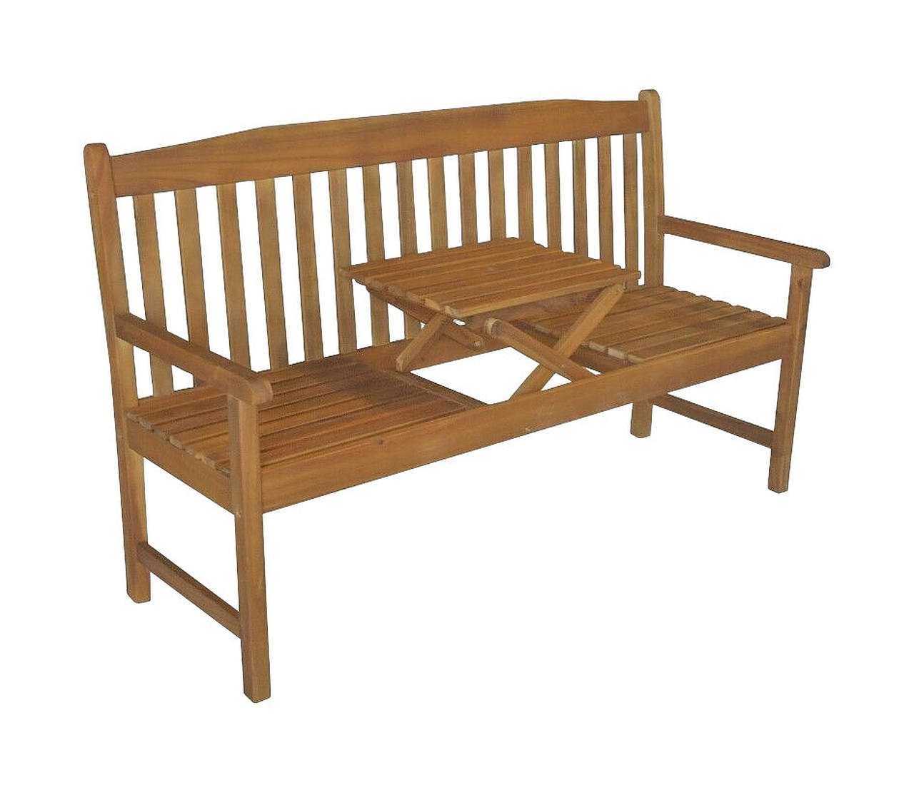 GARTENBANK Colombo mit Tischablage - Braun, Holz (58/90/150cm) - Sedex