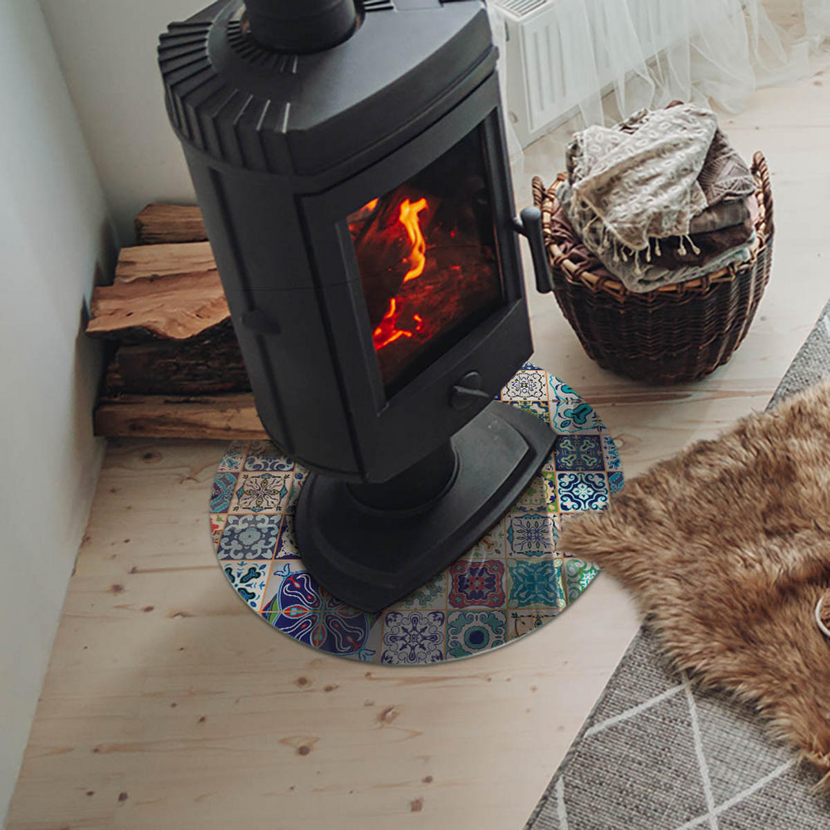 GLASPLATTE für Kamin Ø 50 cm Blau - Blau, Glas (50/50/0.4cm) - ArtPrintCave