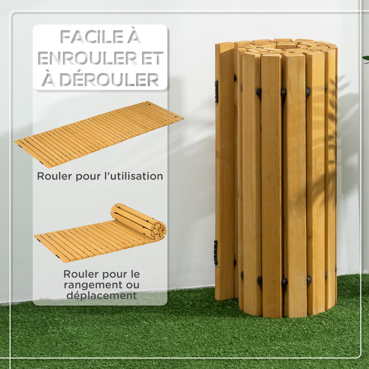 HOLZWEG DE-13751 aufrollbare Kiefernlattung 185x60 cm - Gelb, Holz (185/60/1.9cm) - ComfortXL
