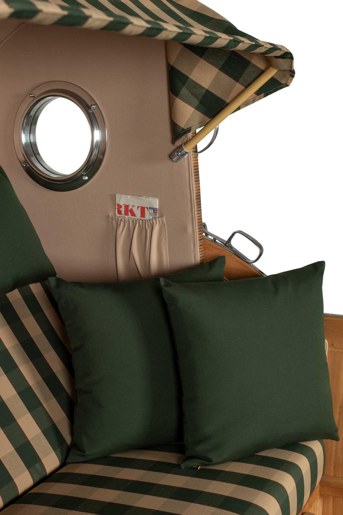 STRANDKORB XXL Düne Grande Teak Banana - Braun/Grün, Metall (142/170/95cm) - Mr. Deko