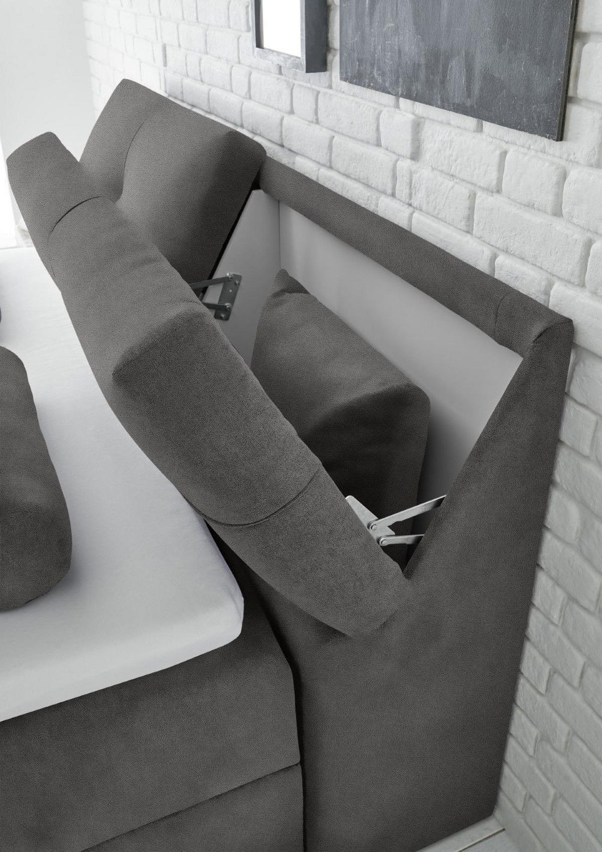 BOXBETT mit Bettkasten, 9-Zonen-Tonnentaschen-Federkernmatratze, H2, HR-30-Topper - Anthrazit, Holz/Kunststoff (160/200cm) - ed exciting design