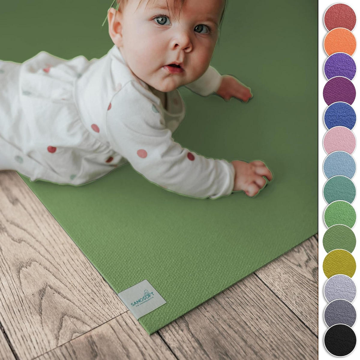 KRABBELMATTE 120cm X 180cm Olivgrün - Olivgrün, Textil (120/180cm) - Sanosoft