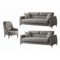 SITZGARNITUR Regina, Grau Stellvariante 3+3+1 - Grau, Holzwerkstoff/Kunststoff (243/85/95cm)