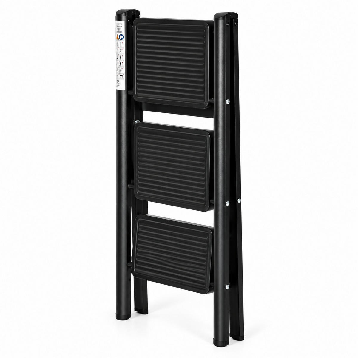 KLAPPTRITTLEITER 3 Stufen Schwarz - Schwarz, Kunststoff/Metall (41/84.5/66cm) - Mat-Haus