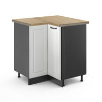 ECKUNTERSCHRANK R-Line Weiß Landhaus 75.6 cm , AP Eiche - Anthrazit/Weiß, Holzwerkstoff (75.6/81.6/60cm) - Vicco