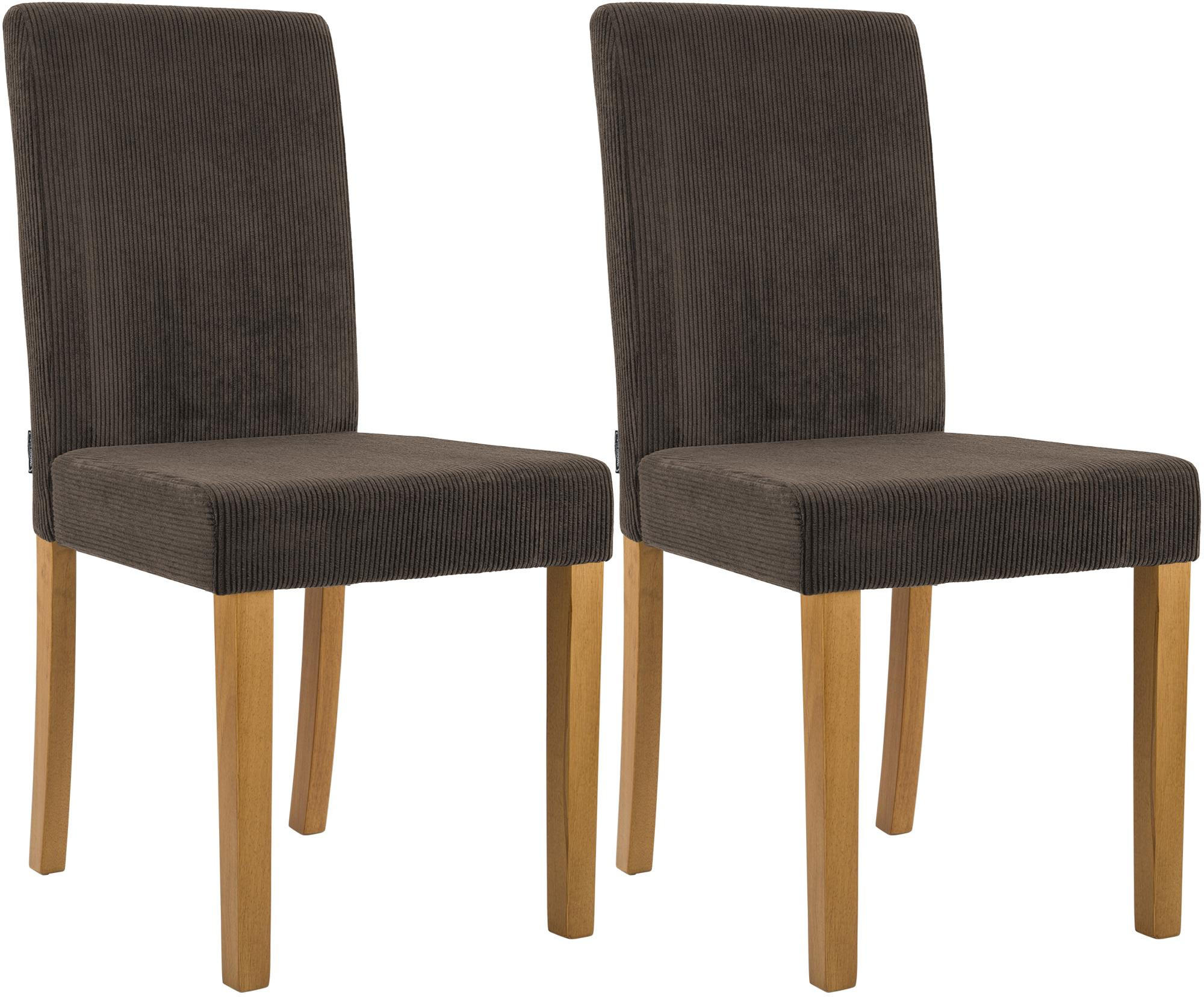 ESSZIMMERSTUHL 2er Set Cord Braun - Naturfarben/Braun, Holz/Textil (41/91/47cm) - CLP