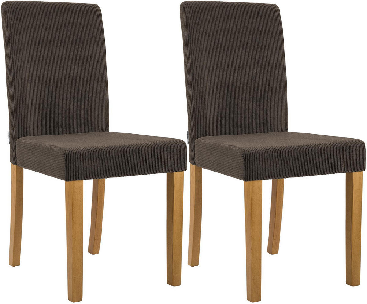 ESSZIMMERSTUHL 2er Set Cord Braun - Naturfarben/Braun, Holz/Textil (41/91/47cm) - CLP