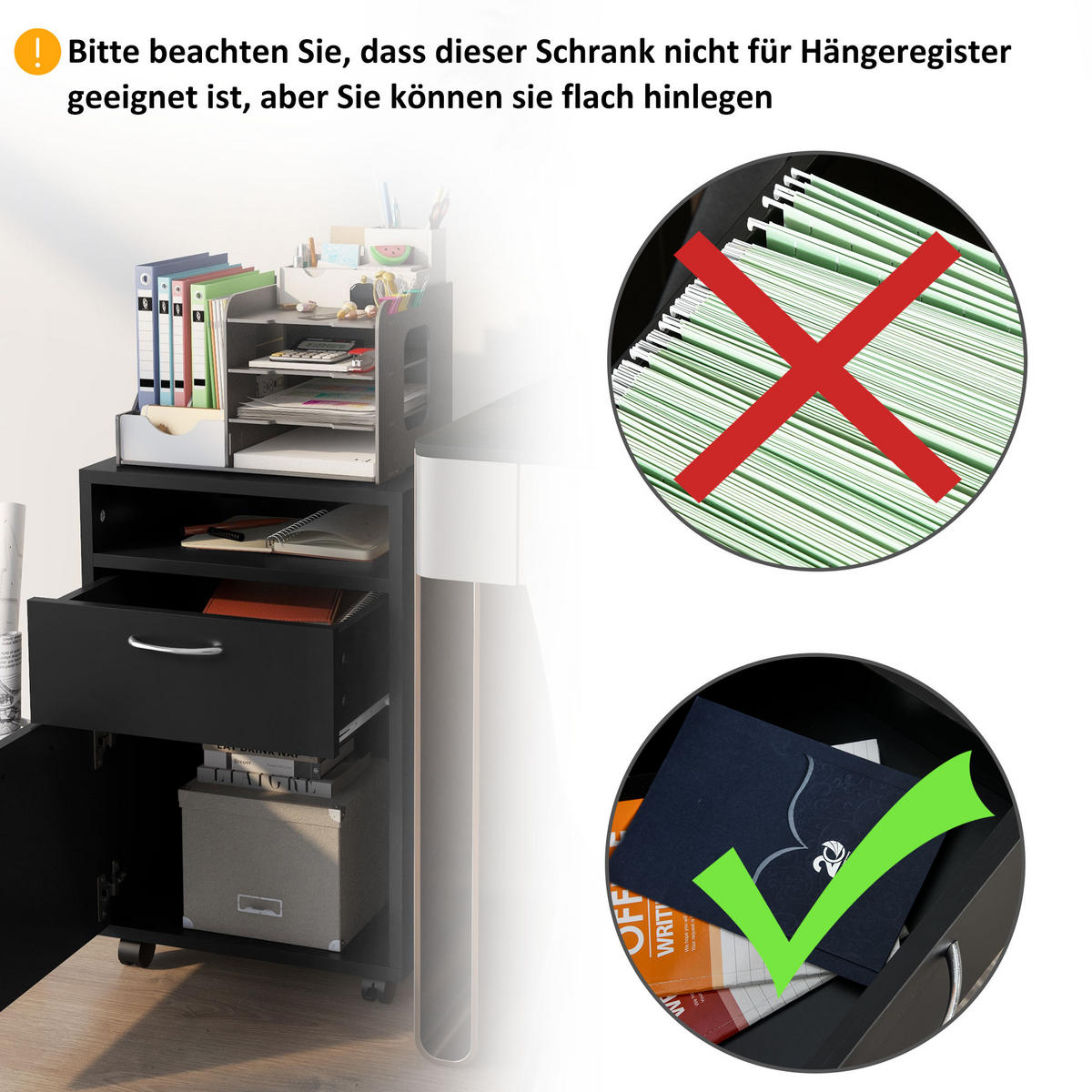 ROLLCONTAINER, Spanplatte, Schwarz, 40 x 35 x 60 cm - Schwarz, Metall (35/60/40cm) - HOMCOM