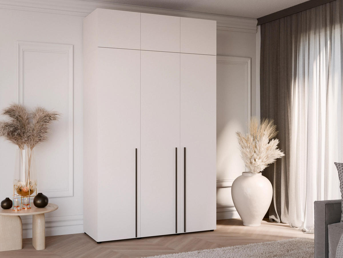 DREHTÜRENSCHRANK ARNI 3D (Cashmere, Schwarze Griffe, 150 cm) - Kaschmir/Schwarz, Holz/Holzwerkstoff (150/206/61cm) - Ravio