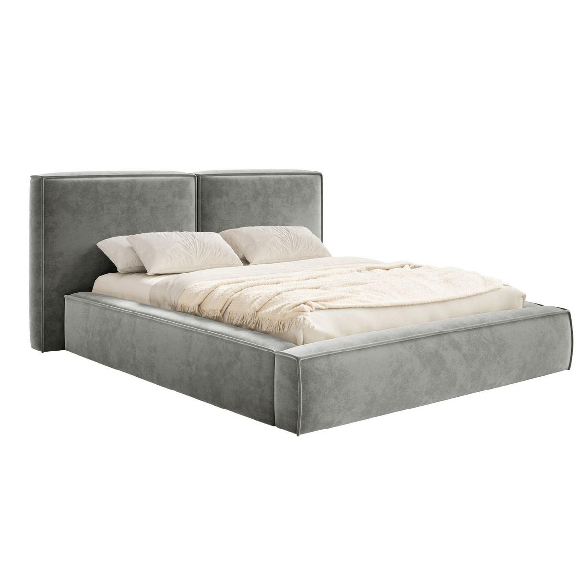 POLSTERBETT Tilves Grau 180x200 cm - Schwarz/Grau, Kunststoff/Textil (180/200cm) - Selsey