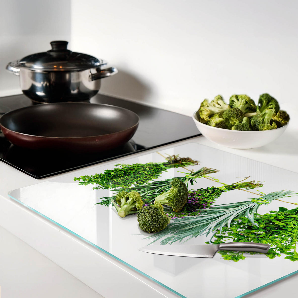 GLASPLATTE 60x52 cm Kräuterschnur - Grün, Glas (60/0.4/52cm) - TULUP