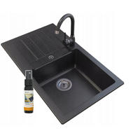 GRANITSPÜLE Trix mit Batterie Siphon - Schwarz, Kunststoff/Stein (44/16/76cm) - Granitan