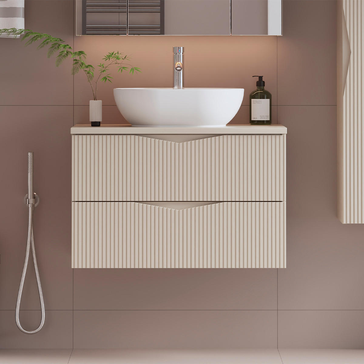 WASCHTISCHUNTERSCHRANK 80.6cm Tao Kaschmir - Beige, Holzwerkstoff (80.6/52.2/46.5cm) - Petits-meubles