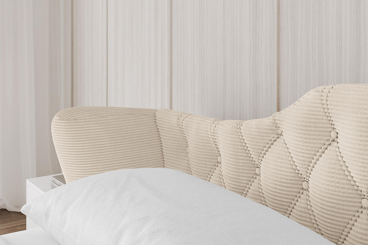 POLSTERBETT mit Bettkasten, Fußteil und Lattenrost, Boxbett mit Matratze H3/H4 - ZORAN-Z-V1 180x200 Beige - Creme, Holzwerkstoff/Textil (180/200cm) - ALTDECOR