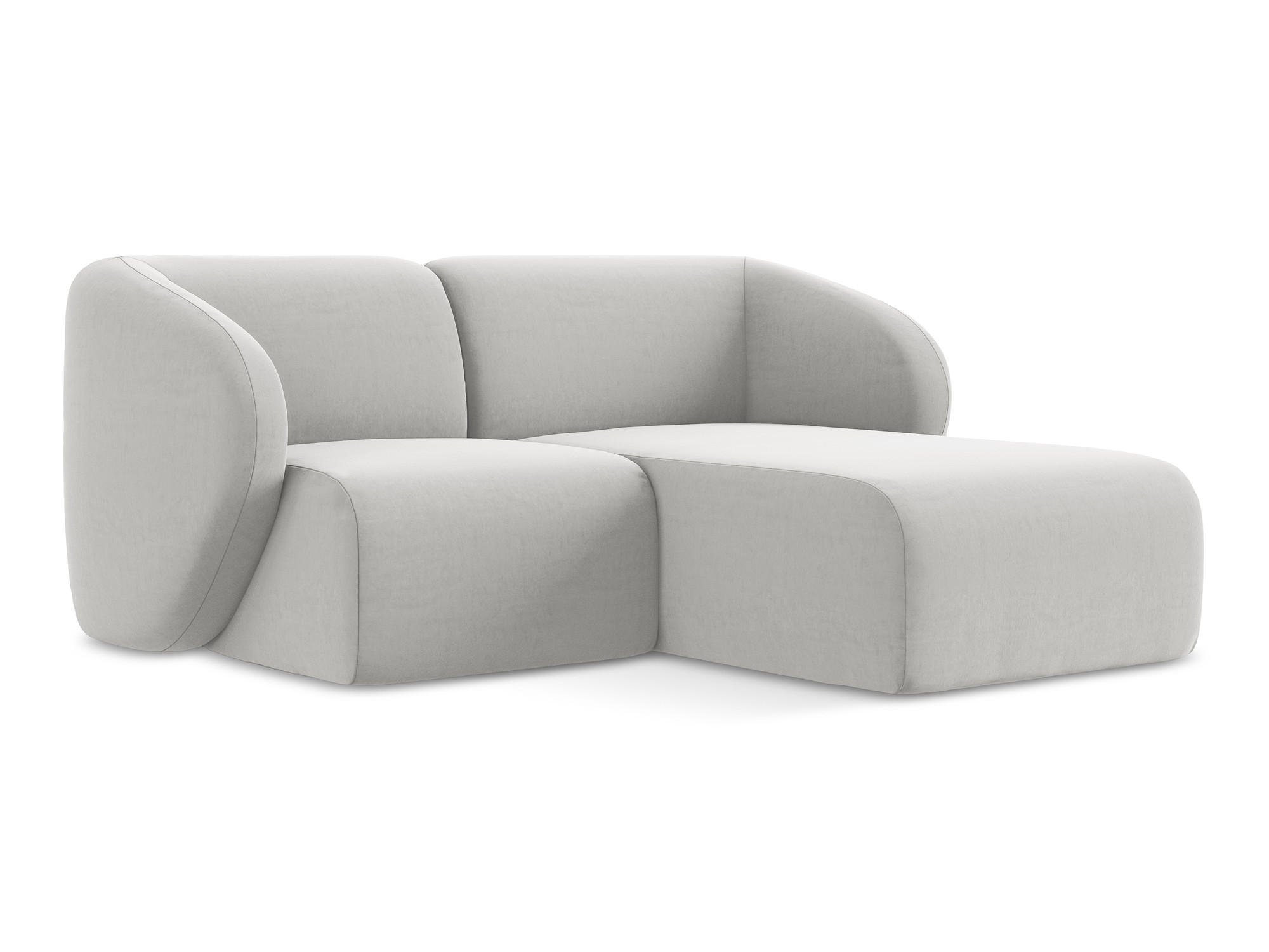 ECKSOFA Rechts Samt Stoff Grau - Silberfarben/Schwarz, Holzwerkstoff/Kunststoff (178/166cm) - Makamii