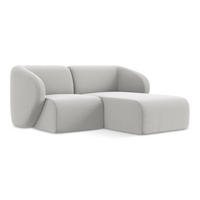 ECKSOFA Rechts Samt Stoff Grau - Silberfarben/Schwarz, Holzwerkstoff/Kunststoff (178/166cm) - Makamii