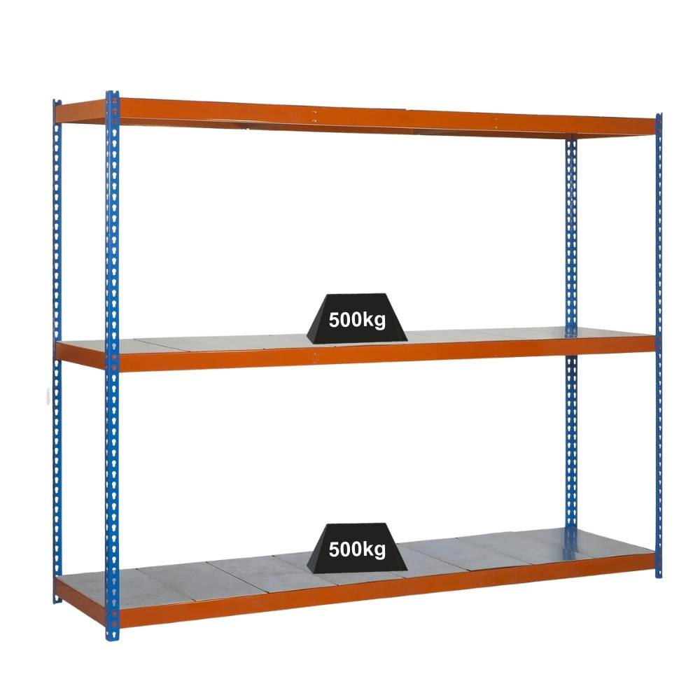 SCHWERLASTREGAL METAL BEAST THREE | HxBxT 200x210x75cm | Fachlast 500kg | Blau-Orange - Gelb, Metall (210/200/75cm) - PROREGAL
