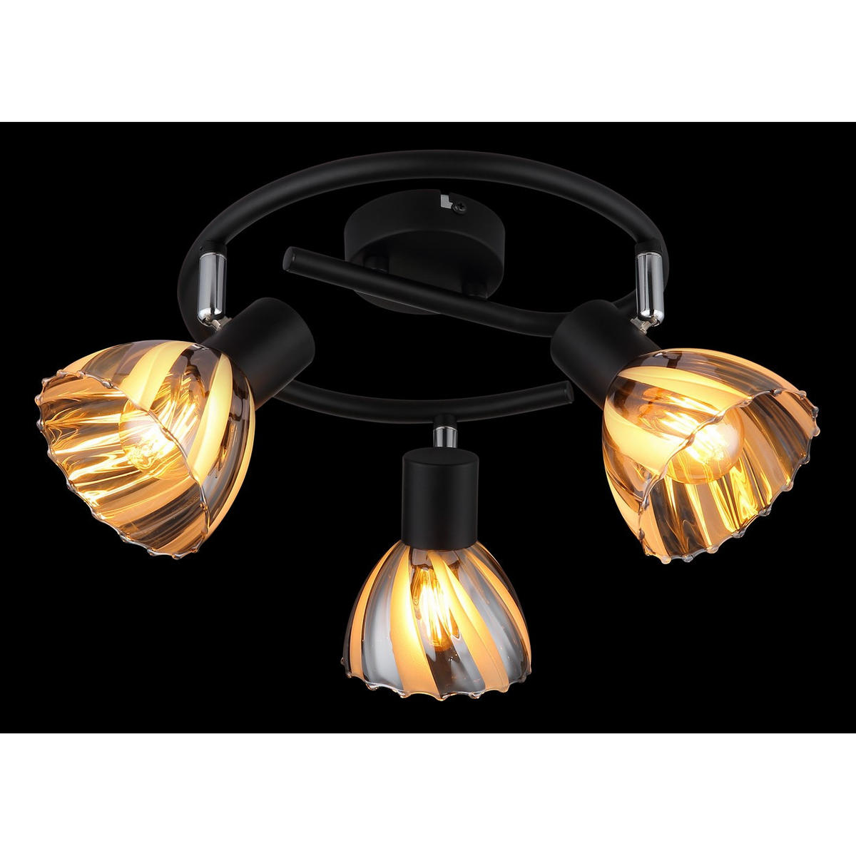 DECKENLEUCHTE Metall Schwarz Glas Rondell - Schwarz, Glas (46/46/19cm) - Globo Lighting
