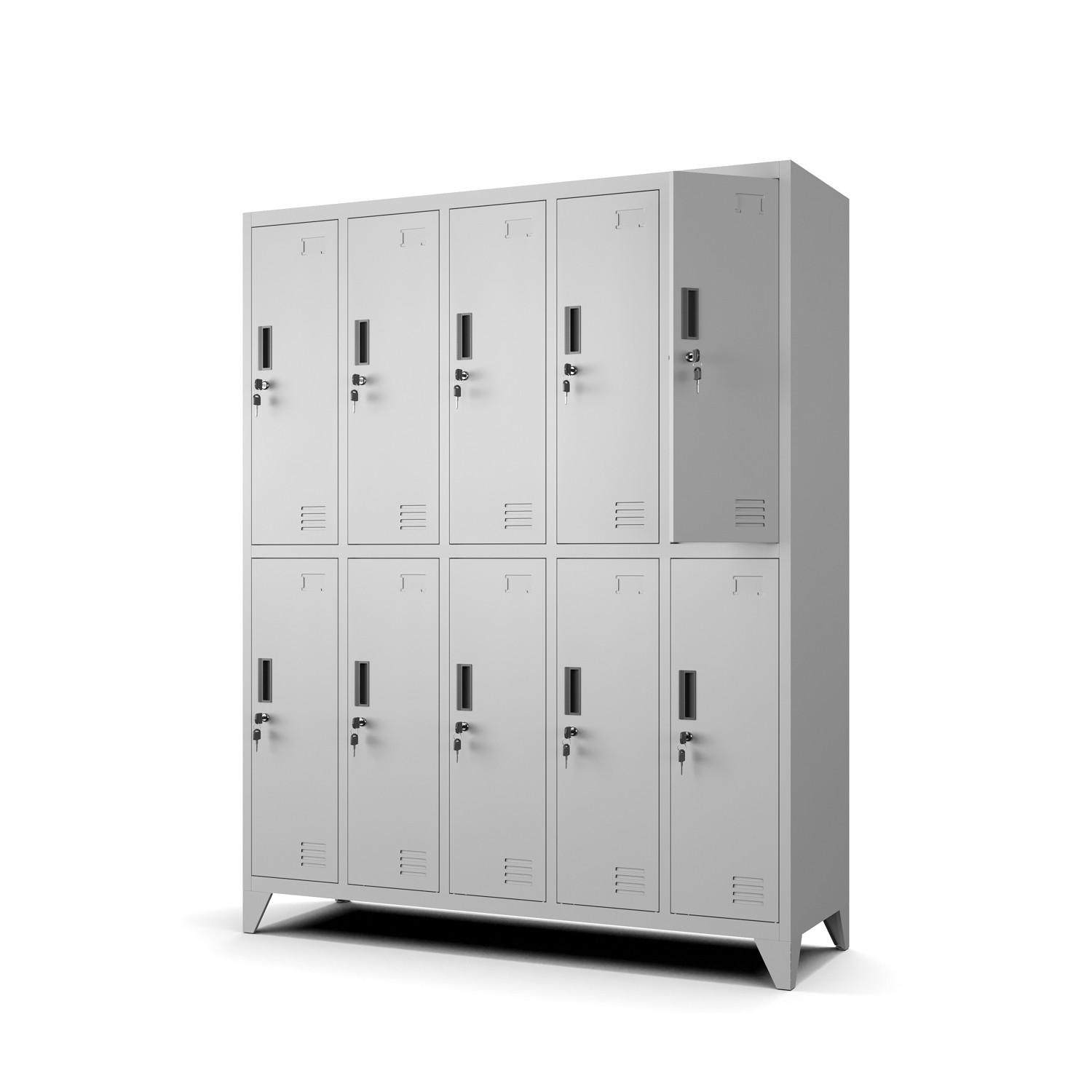 MEHRZWECKSCHRANK mit 10 Fächer Stahl Hellgrau 136x172x45cm - Hellgrau, Metall (136/172/45cm) - Muralo