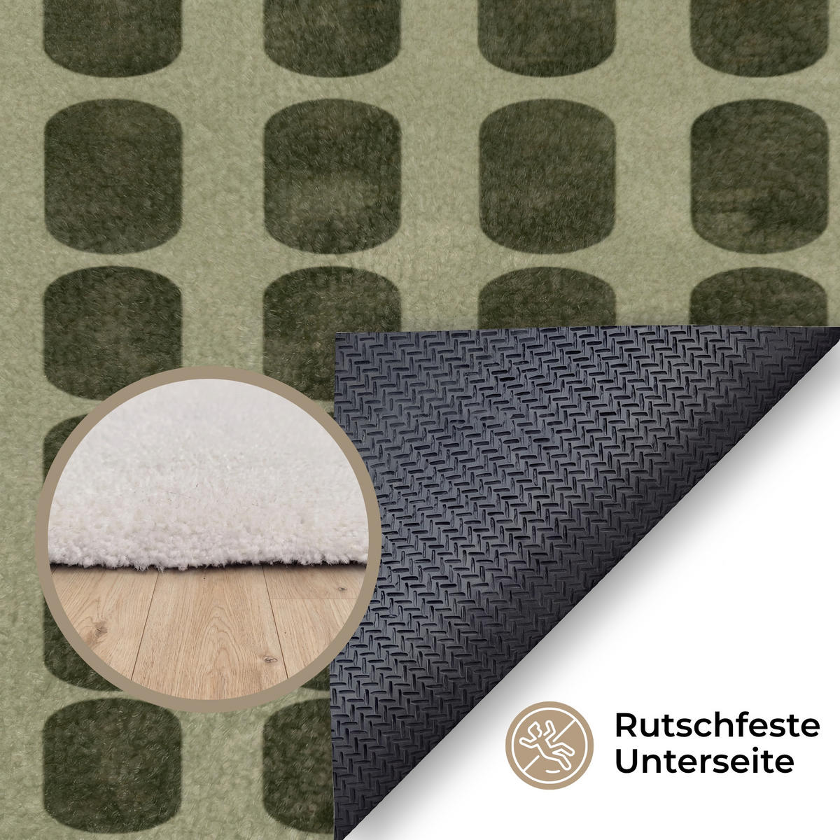 KOBERCE - Rytmické - Impact - Zelené - 120x180 cm - olivovozelená, textil/plast (120/0.4cm) - OnlyWow