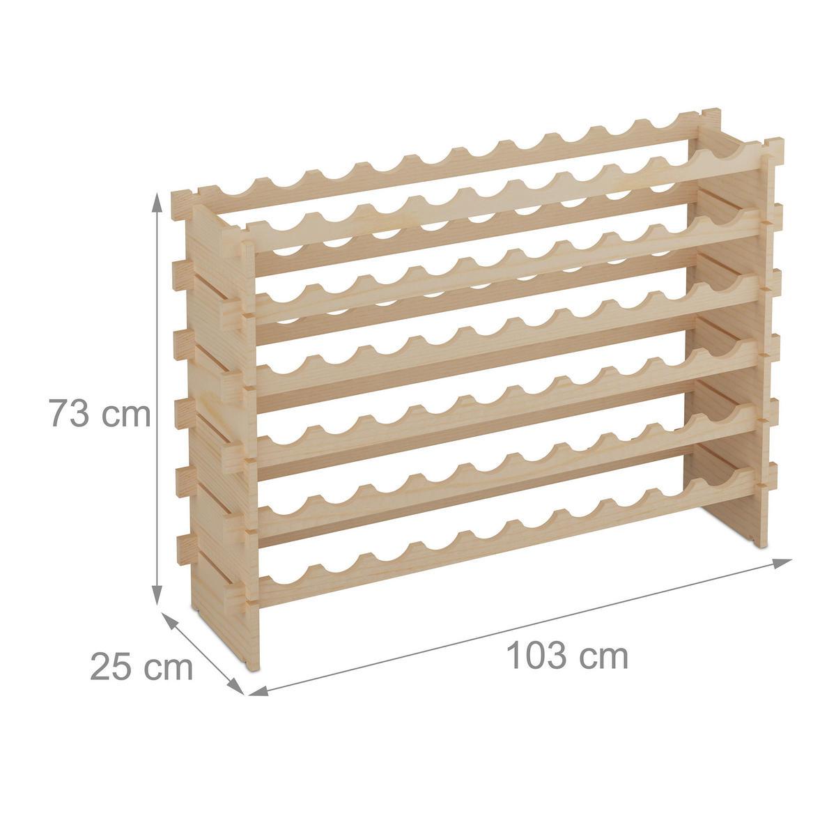 WEINREGAL - Hellbraun, Holz (103/73/25cm) - Relaxdays