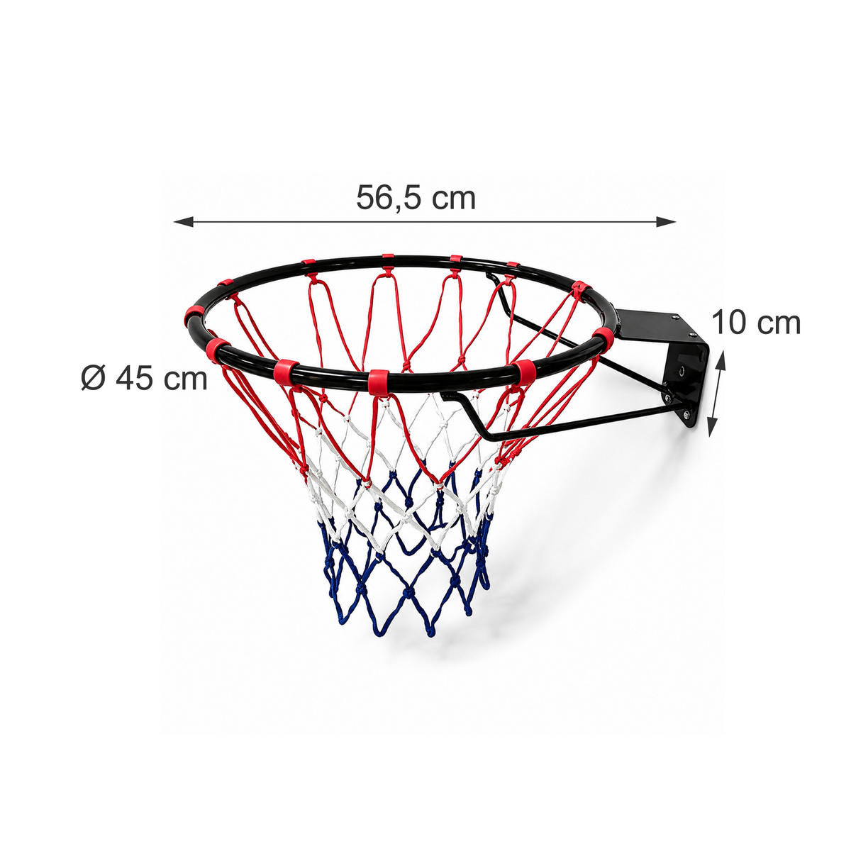 BASKETBALLKORB Schwarz Wandmontage 45 cm - Multicolor, Textil/Metall (45cm) - Relaxdays