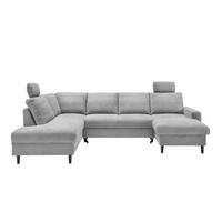 WOHNLANDSCHAFT mit Schlaffunktion und Bettkasten - Hellgrau/Schwarz, Kunststoff/Textil (305/88/200cm) - myHomelando