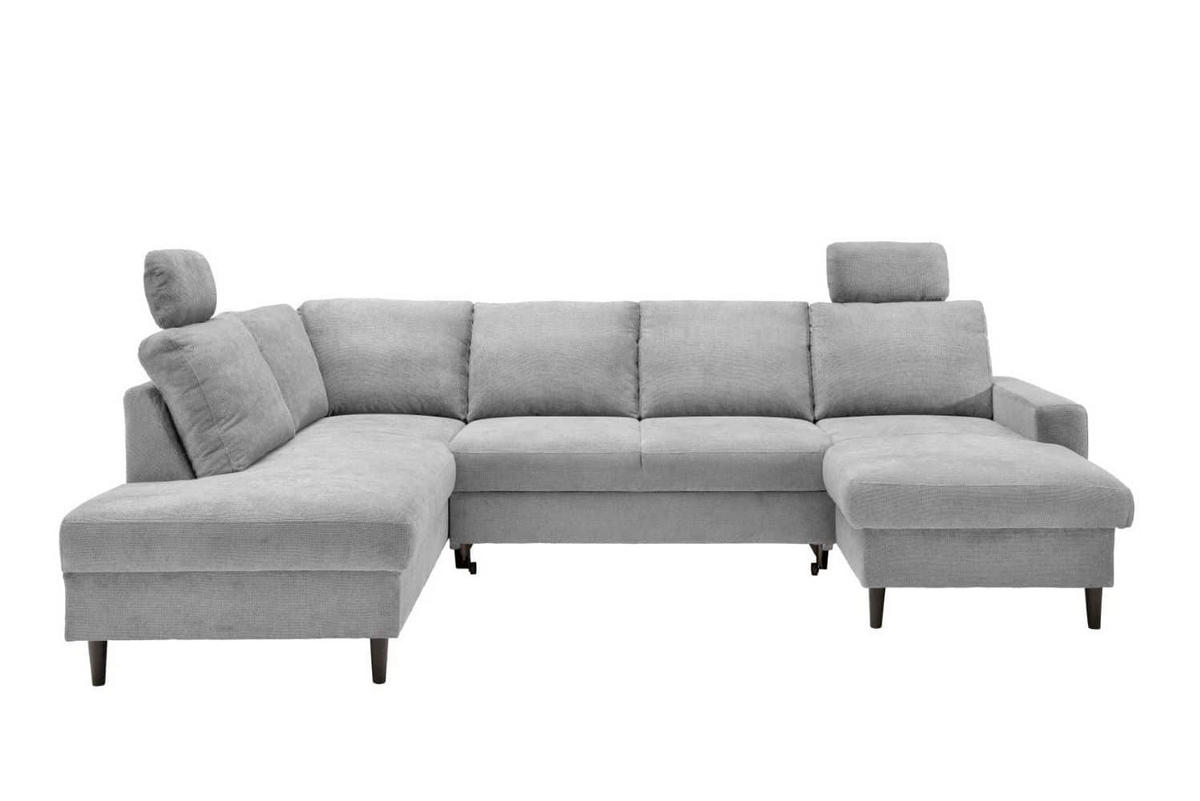 WOHNLANDSCHAFT mit Schlaffunktion und Bettkasten - Hellgrau/Schwarz, Kunststoff/Textil (305/88/200cm) - myHomelando