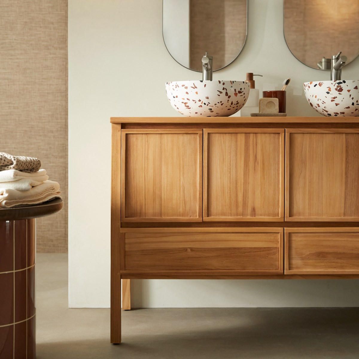 WASCHTISCHUNTERSCHRANK Jane Natur aus Teak - Naturfarben, Holz (120/79/54cm) - Tikamoon